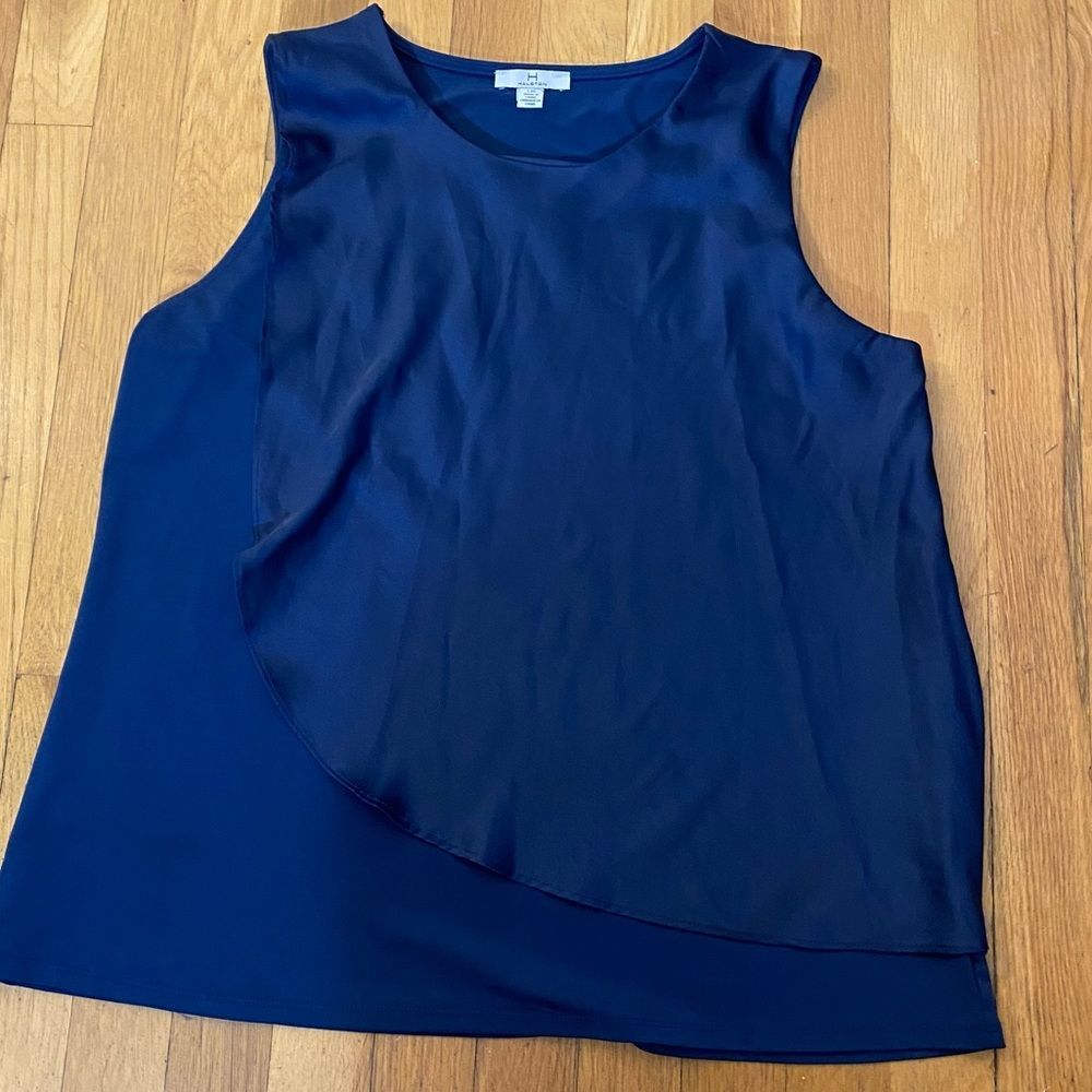 Halston Sleeveless Blouse - Blue - Large